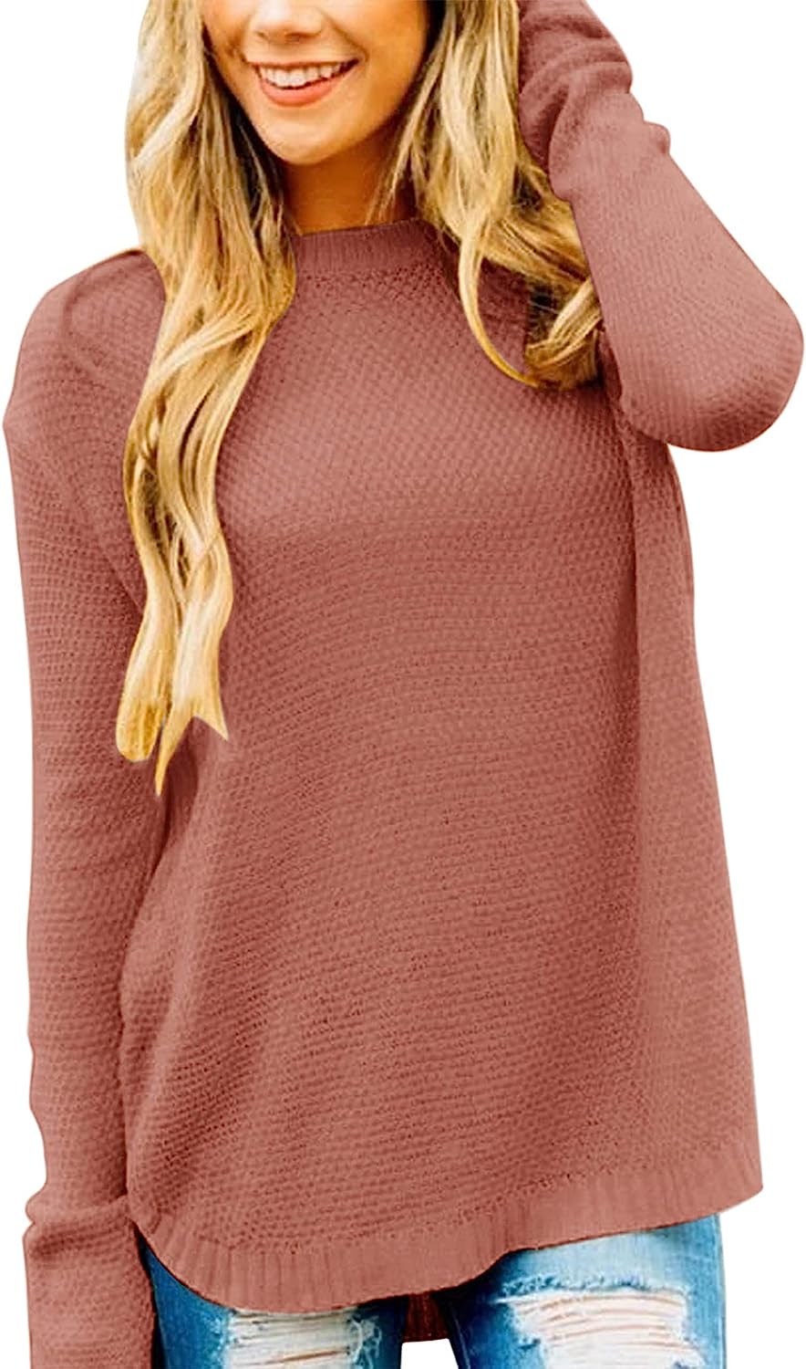 Women's Oversized Crew Neck Knit Pullover Sweater CD459