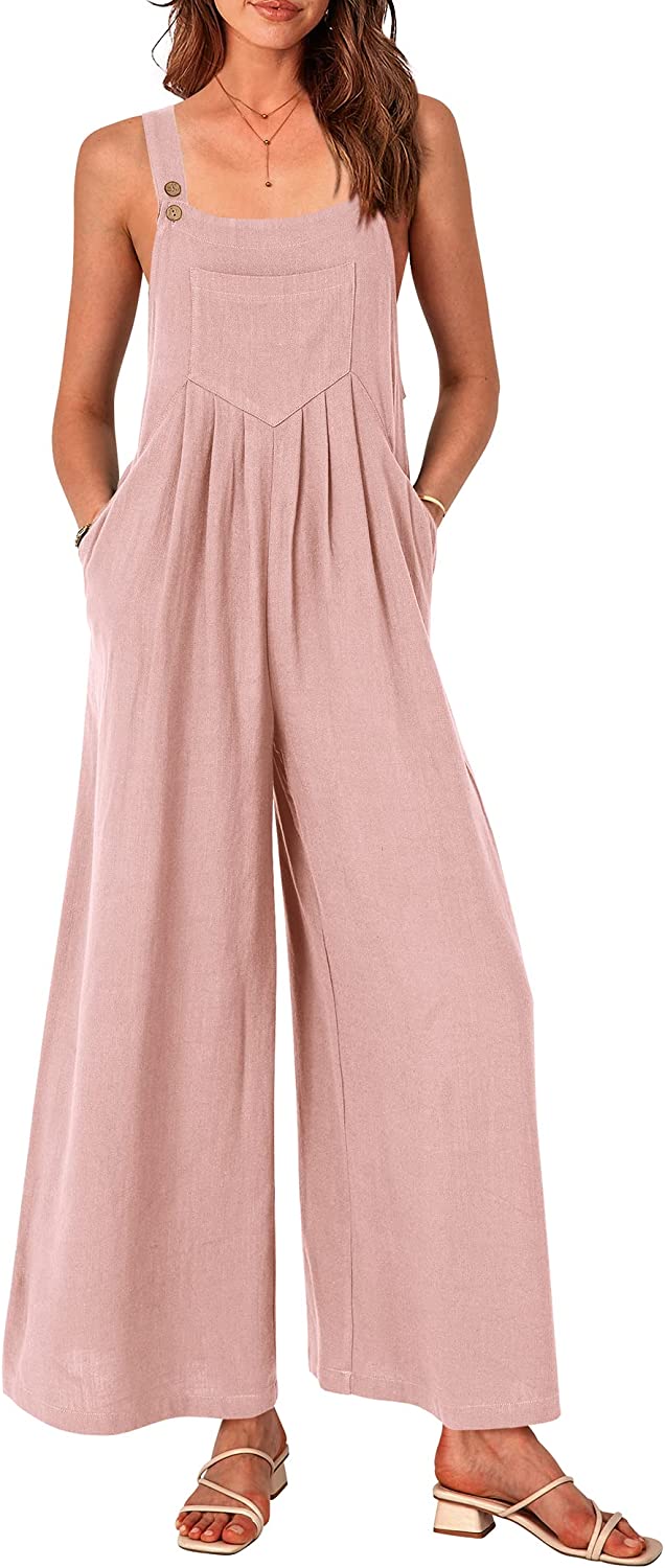 Women's Sleeveless Strap Loose Wide Leg Jumpsuits CD469