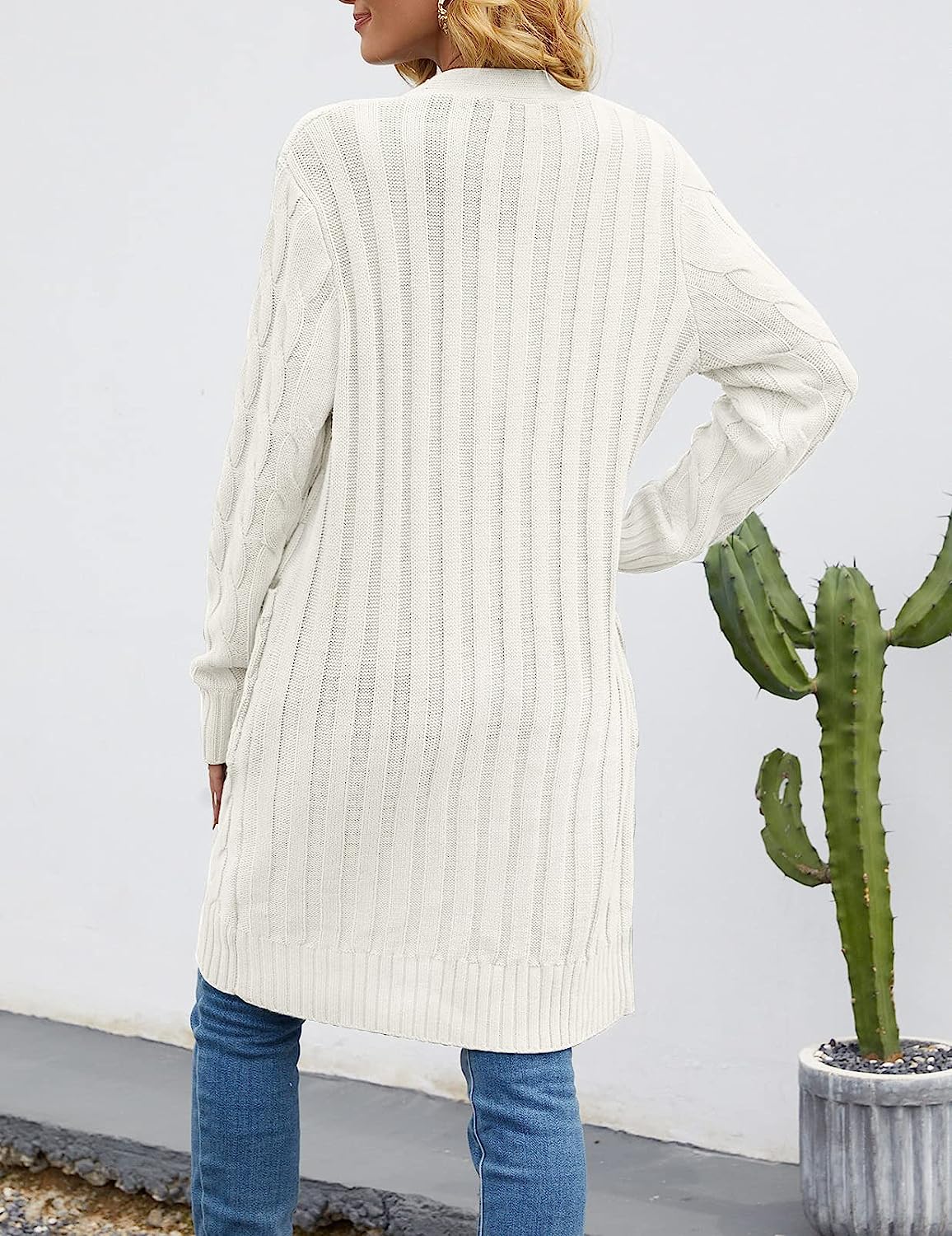 Women's Cable Knit Long Cardigan Sweater Outerwear CD453