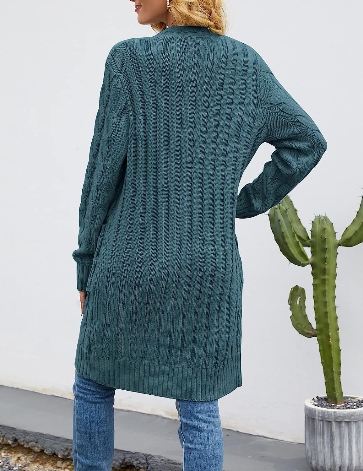 Women's Cable Knit Long Cardigan Sweater Outerwear CD453