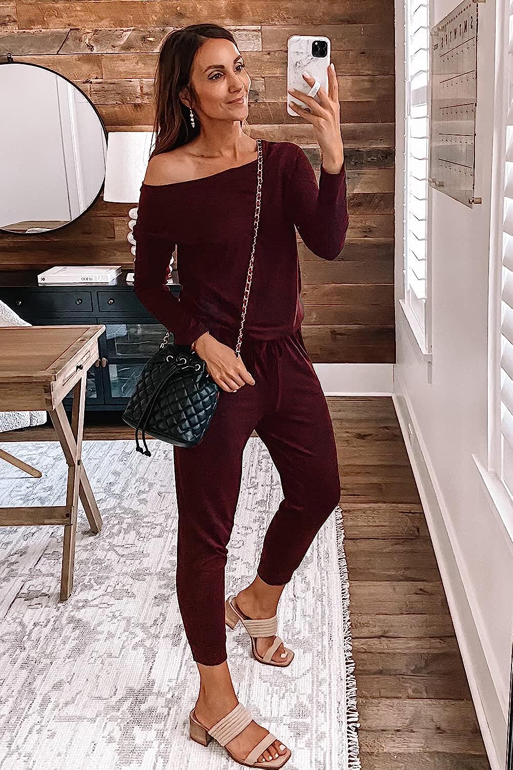 Women's Crewneck Off Shoulder Stretchy Jumpsuit CD462