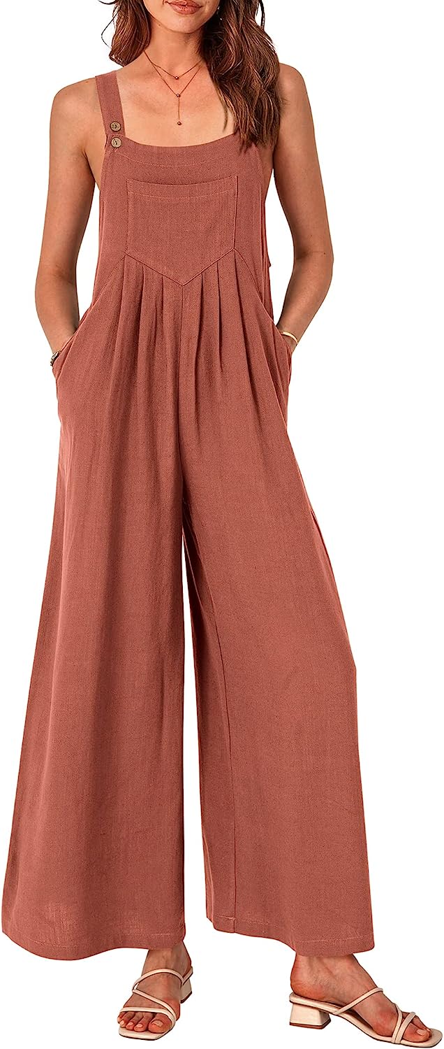 Women's Sleeveless Strap Loose Wide Leg Jumpsuits CD469