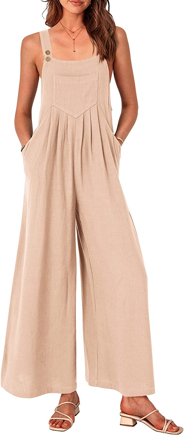 Women's Sleeveless Strap Loose Wide Leg Jumpsuits CD469
