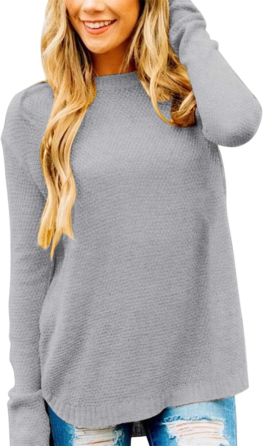 Women's Oversized Crew Neck Knit Pullover Sweater CD459