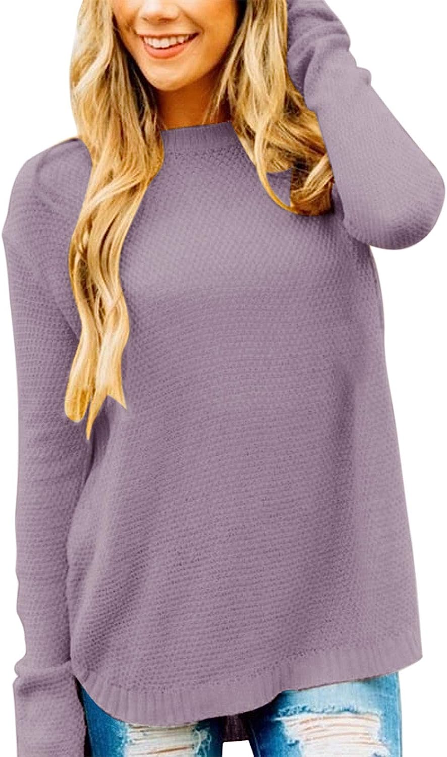 Women's Oversized Crew Neck Knit Pullover Sweater CD459