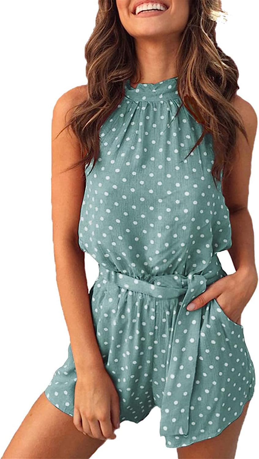 Women's Sleeveless Halter Neck Backless Jumpsuits CD499