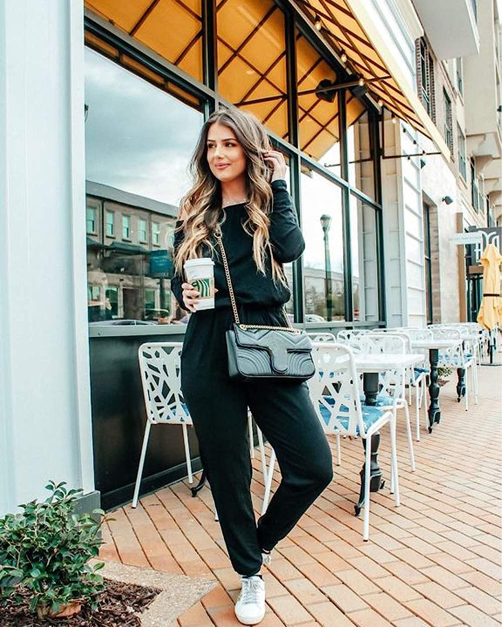 Women's Crewneck Off Shoulder Stretchy Jumpsuit CD462