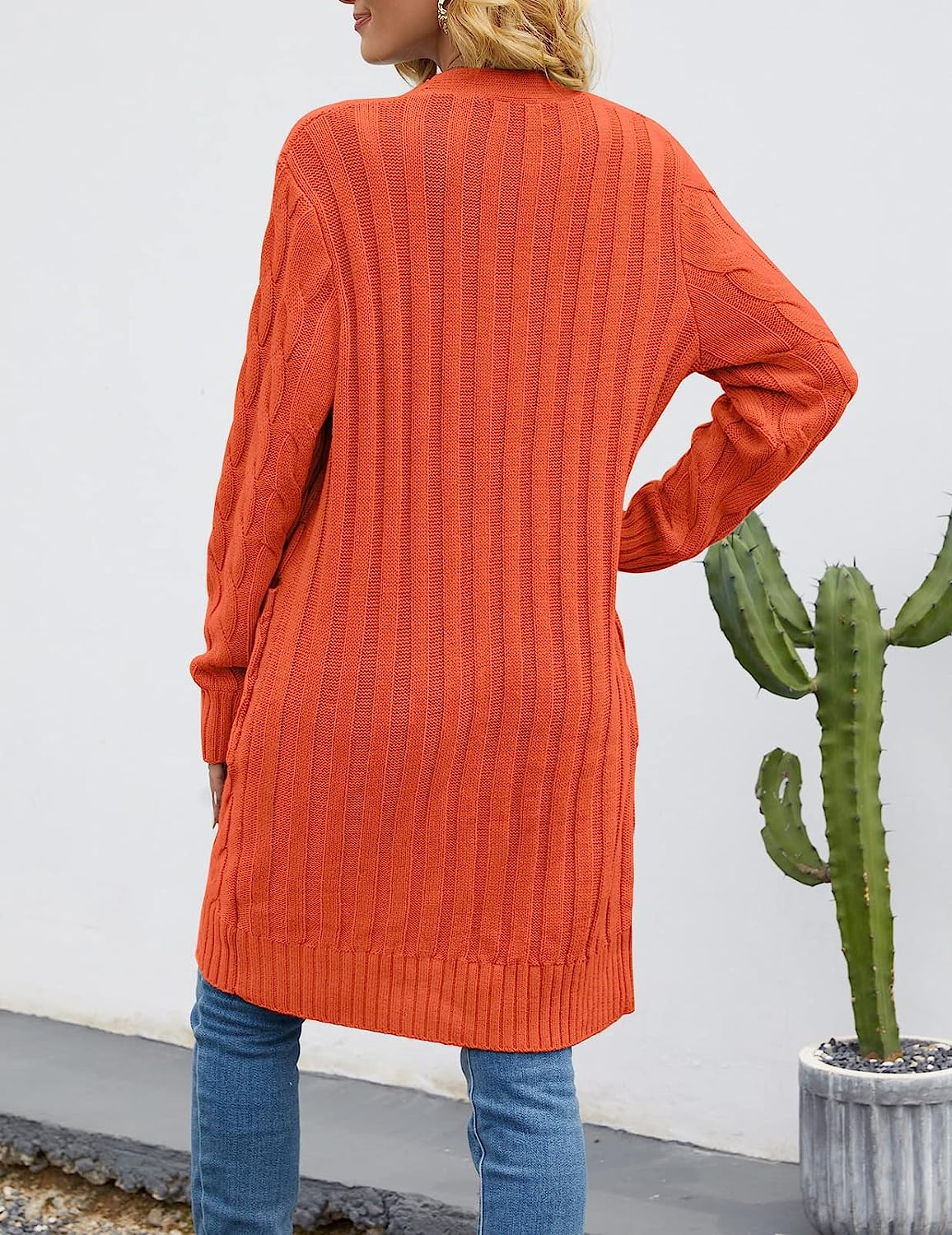 Women's Cable Knit Long Cardigan Sweater Outerwear CD453