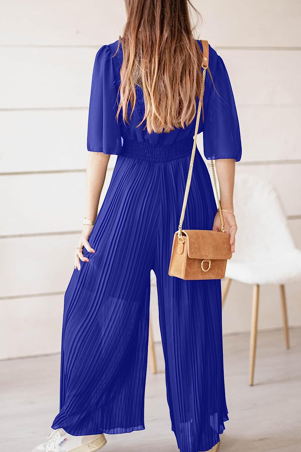 Women's Wrap Ruffle Sleeve Wide Leg One Piece Jumpsuit CD472
