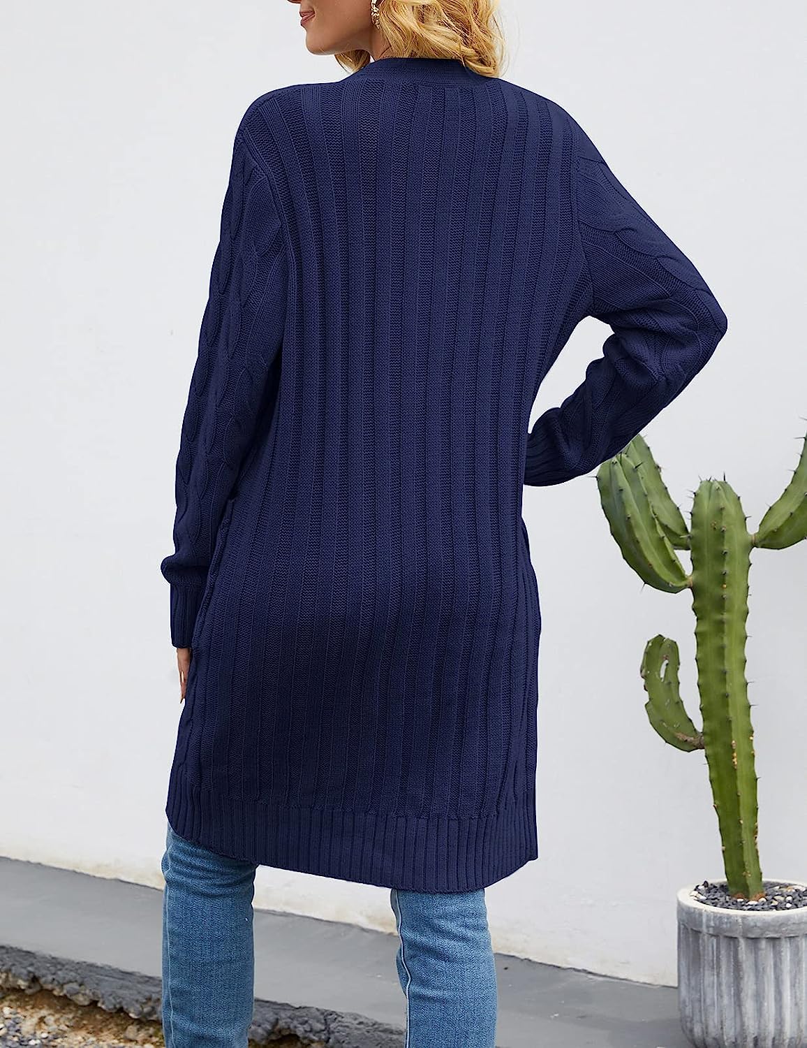 Women's Cable Knit Long Cardigan Sweater Outerwear CD453