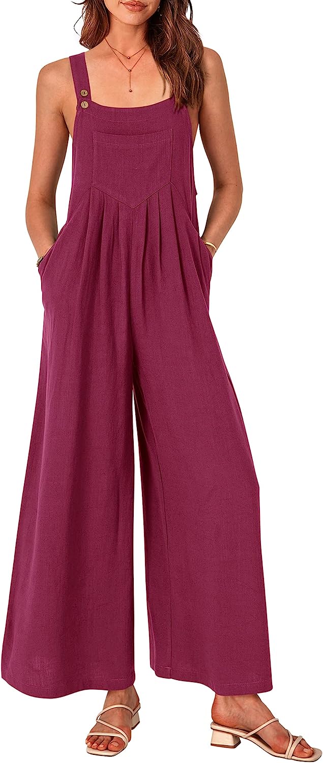 Women's Sleeveless Strap Loose Wide Leg Jumpsuits CD469