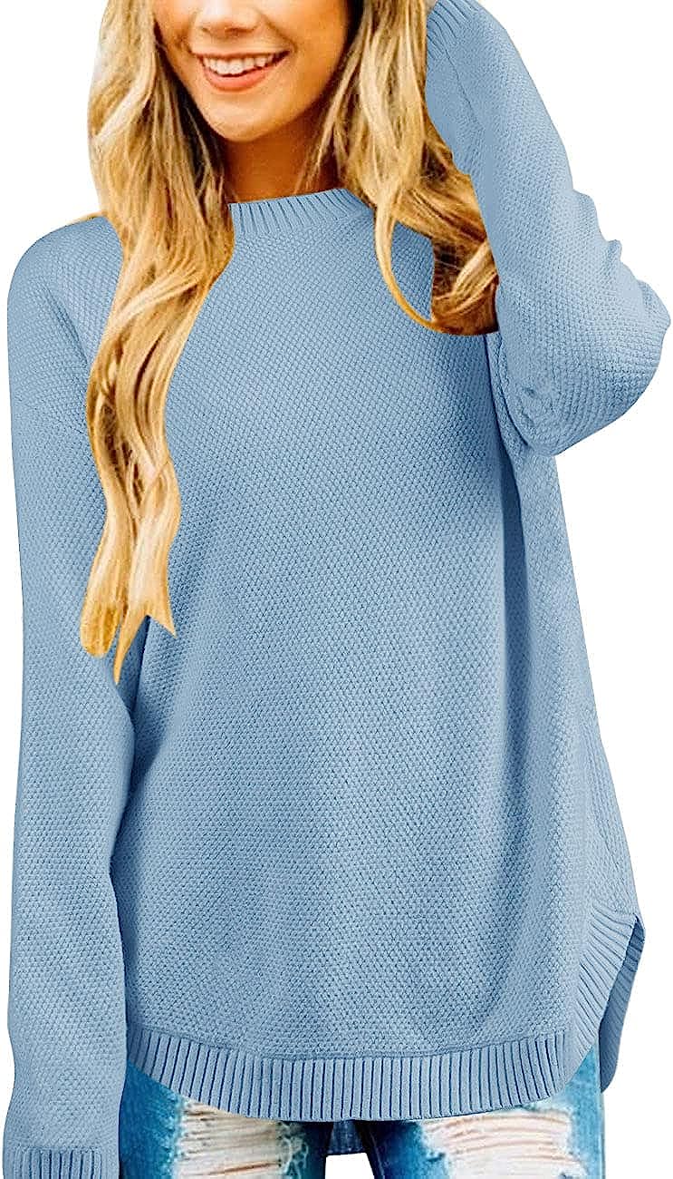 Women's Oversized Crew Neck Knit Pullover Sweater CD459