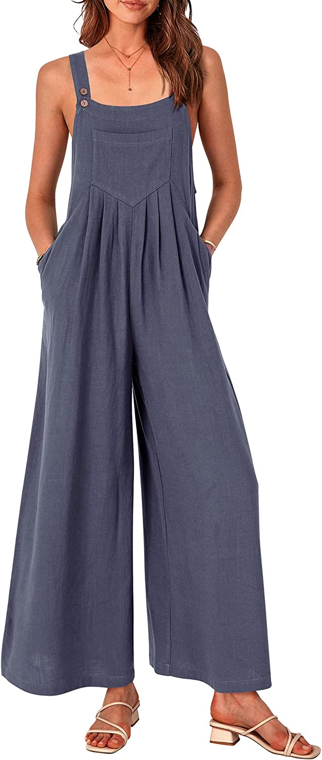 Women's Sleeveless Strap Loose Wide Leg Jumpsuits CD469
