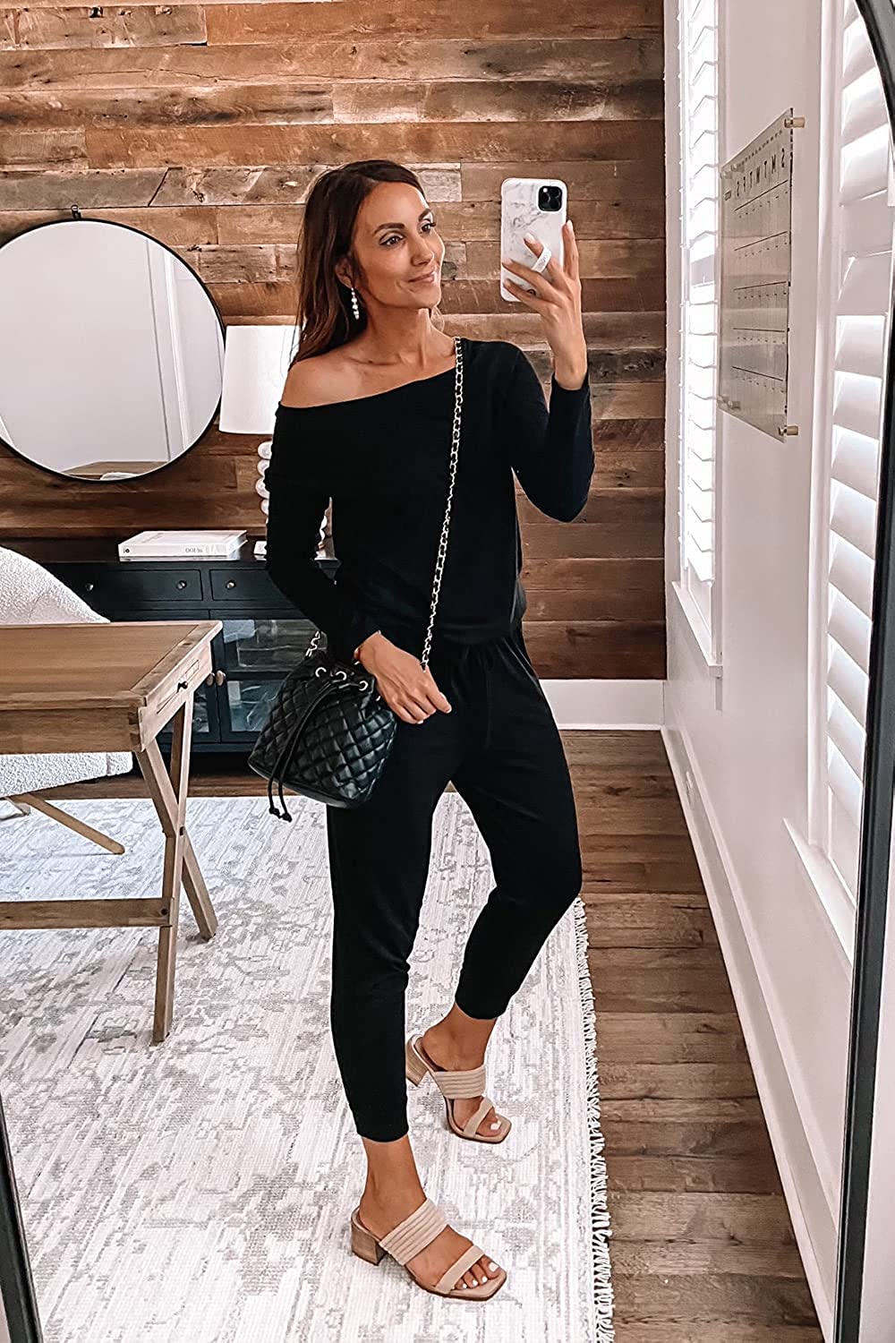 Women's Crewneck Off Shoulder Stretchy Jumpsuit CD462