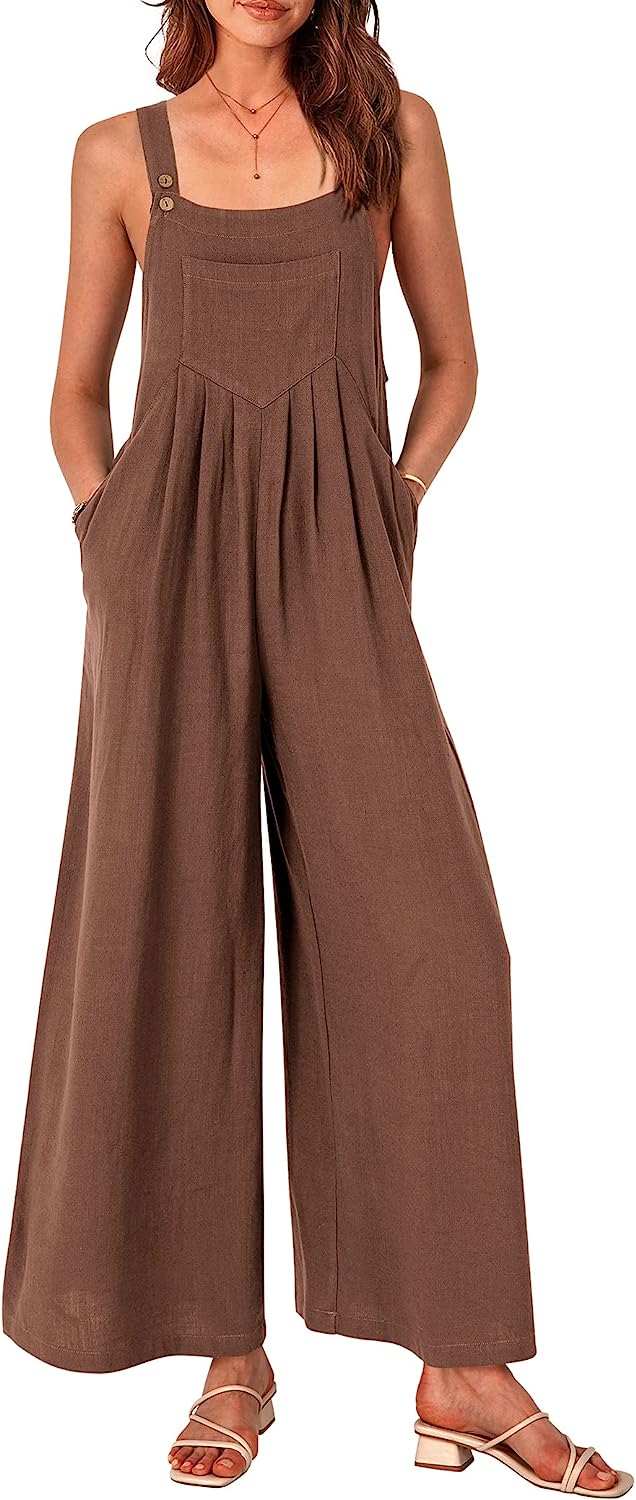 Women's Sleeveless Strap Loose Wide Leg Jumpsuits CD469