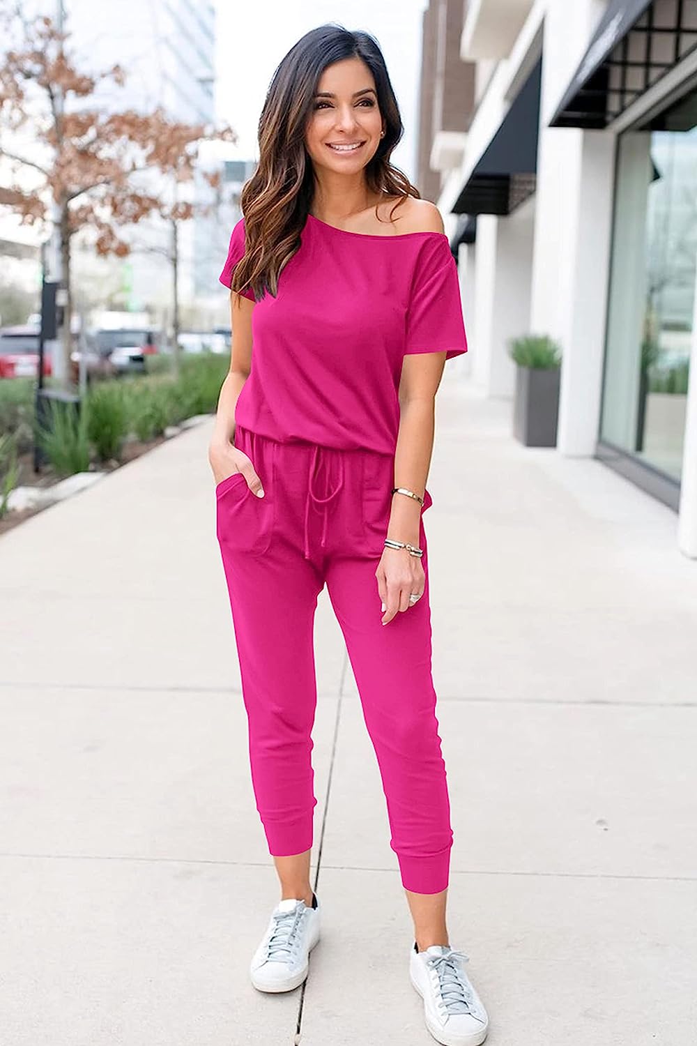 Women's Loose Off Shoulder Elastic Stretchy Jumpsuit CD465