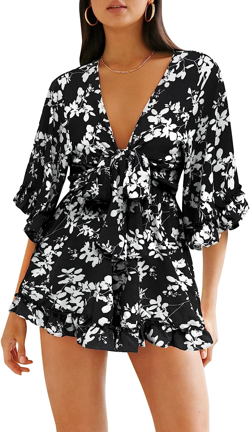 Women’s Leopard Print Shorts Jumpsuit Wrap Oversized CD466
