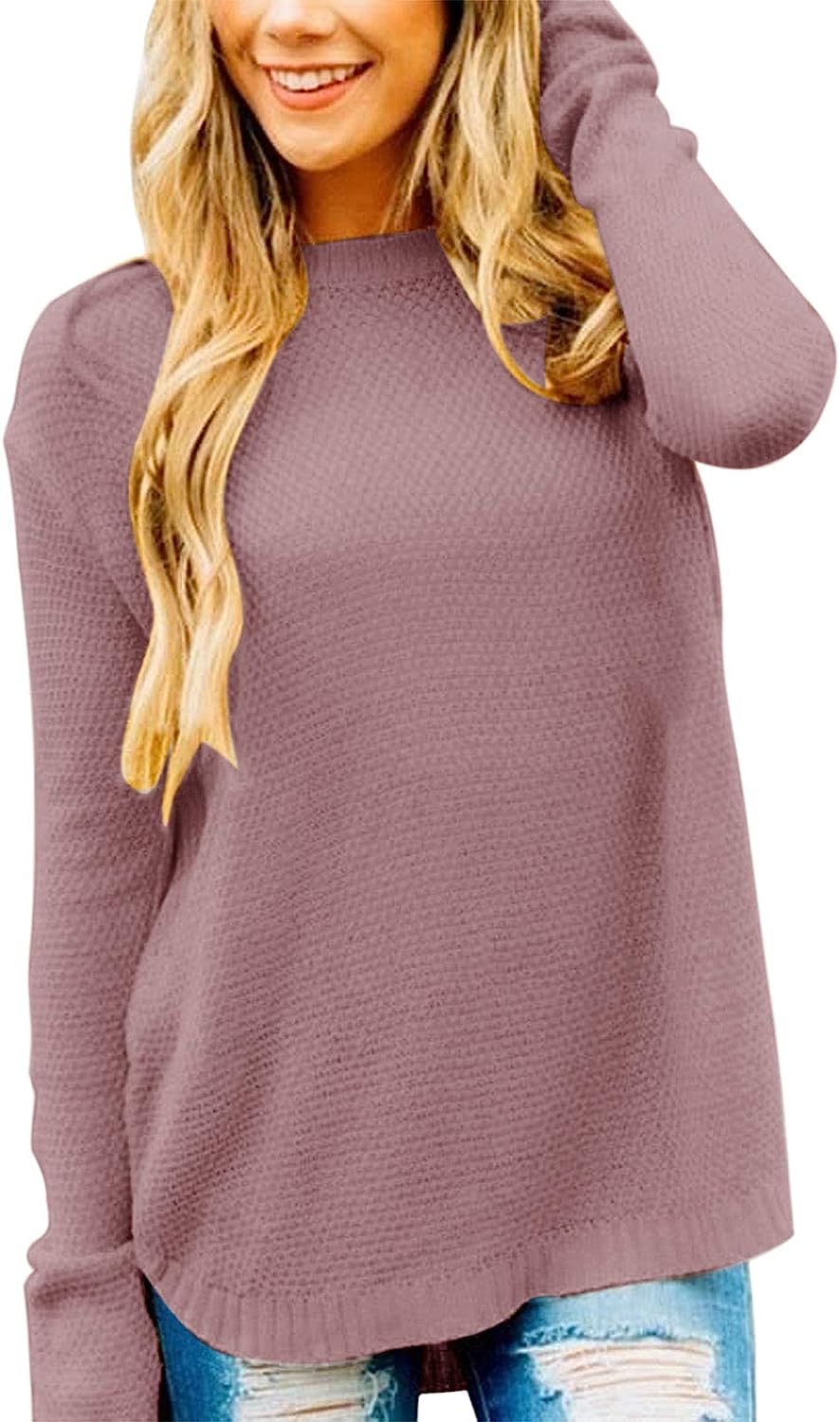 Women's Oversized Crew Neck Knit Pullover Sweater CD459