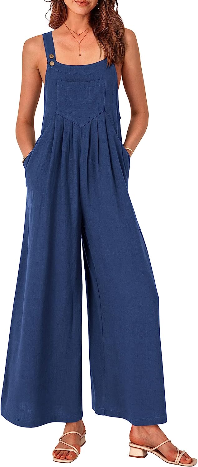 Women's Sleeveless Strap Loose Wide Leg Jumpsuits CD469