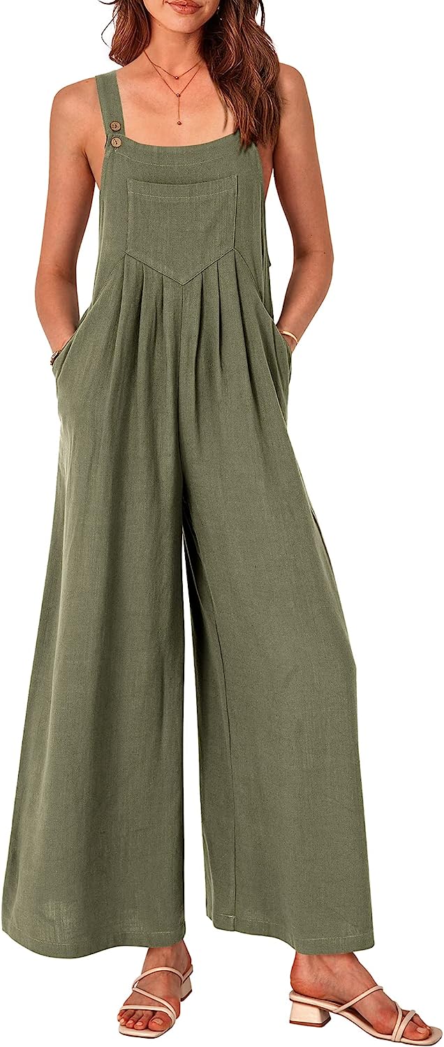 Women's Sleeveless Strap Loose Wide Leg Jumpsuits CD469