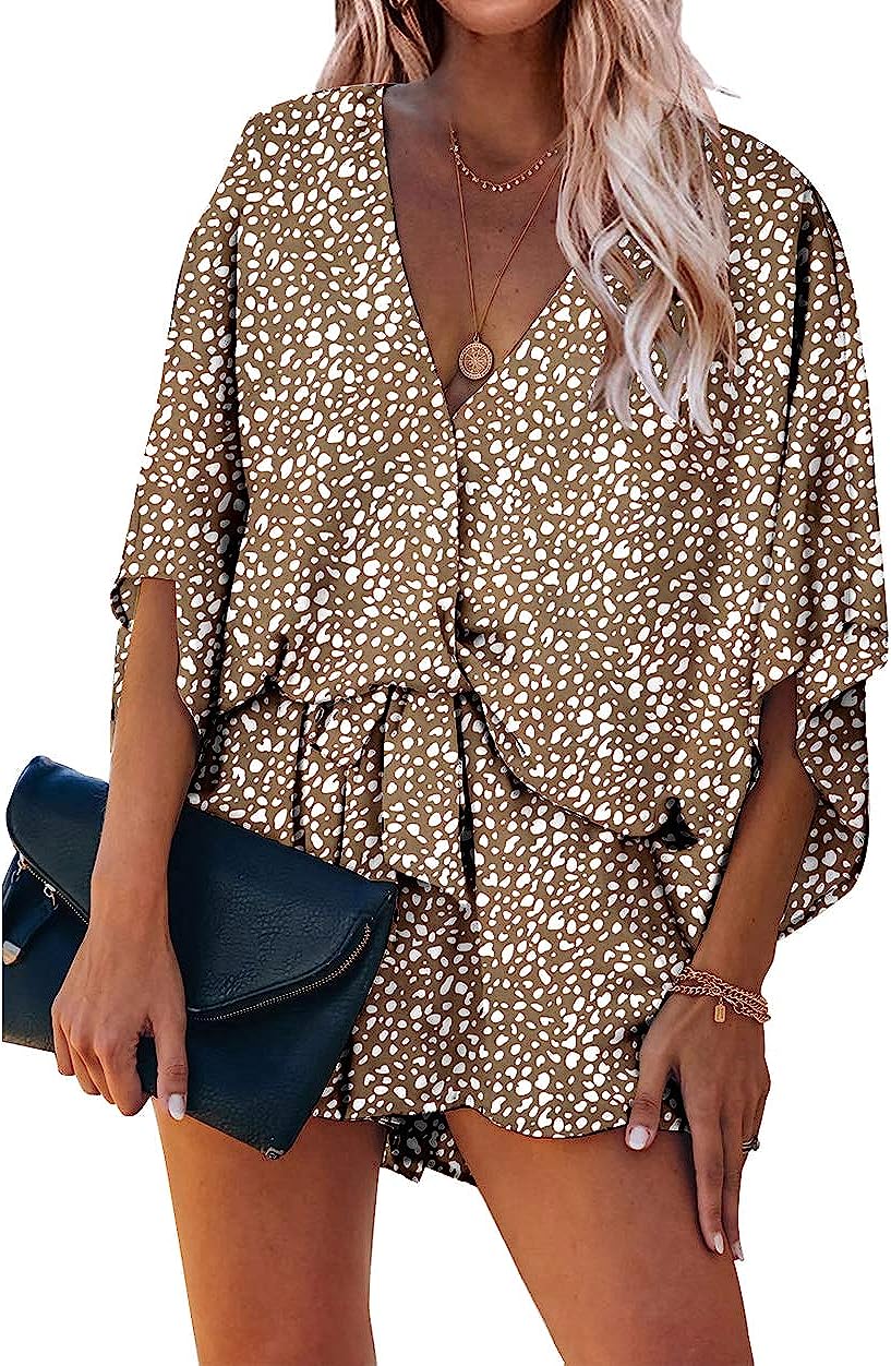 Women’s Leopard Print Shorts Jumpsuit Wrap Oversized CD466