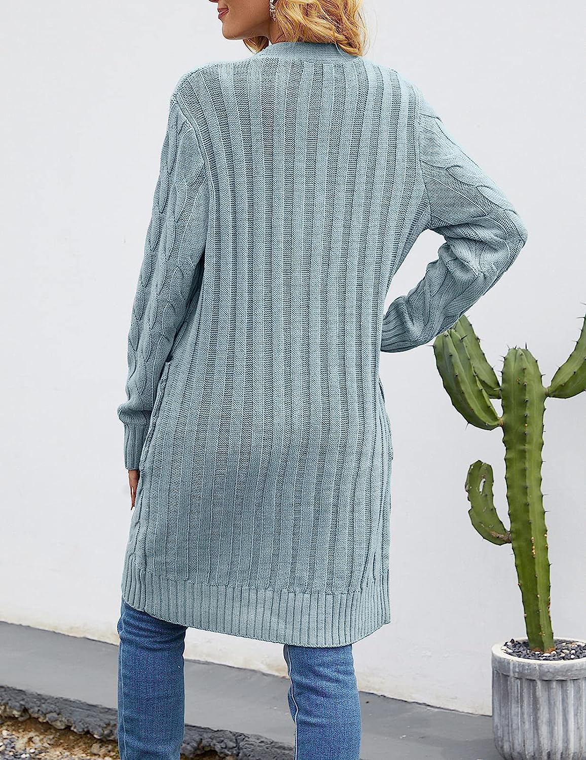 Women's Cable Knit Long Cardigan Sweater Outerwear CD453