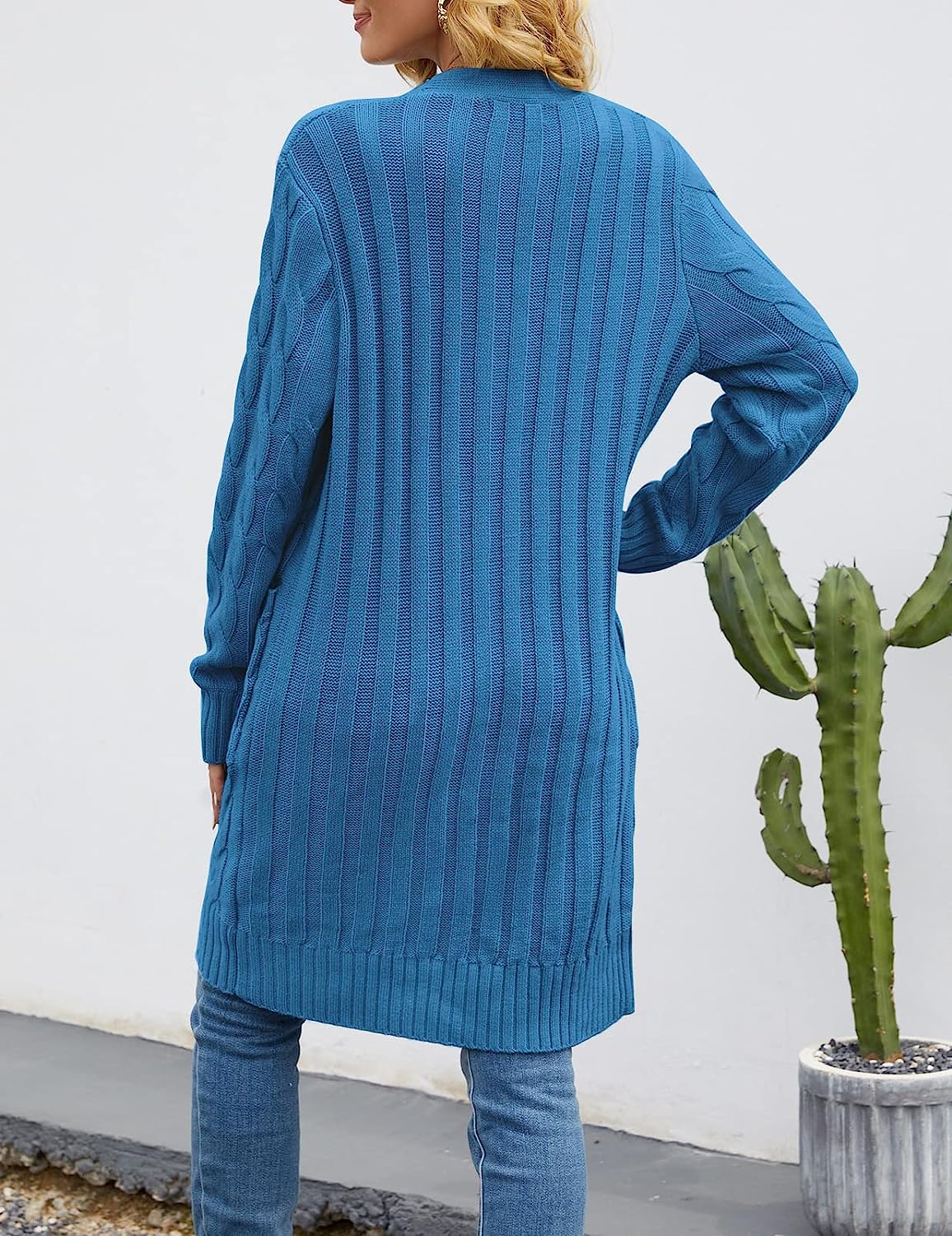 Women's Cable Knit Long Cardigan Sweater Outerwear CD453
