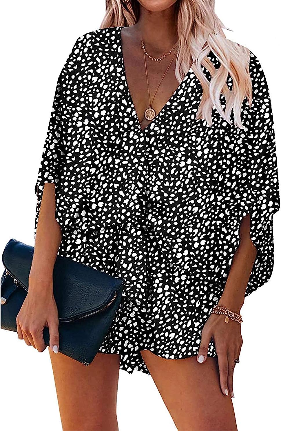Women’s Leopard Print Shorts Jumpsuit Wrap Oversized CD466
