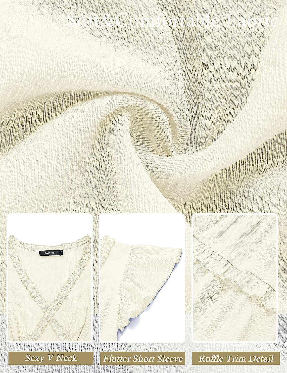 Womens V Neck Flutter Sleeve High Waist Midi Dress CD450