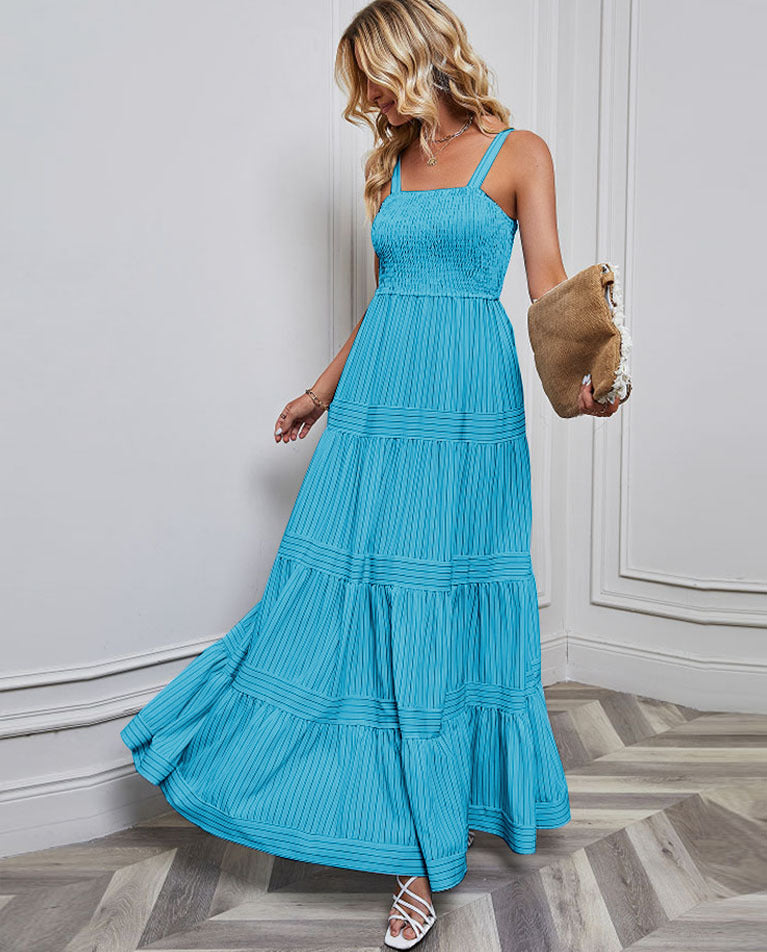 Women's Suspender Striped Holiday Dress CD527