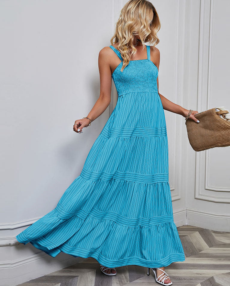 Women's Suspender Striped Holiday Dress CD527