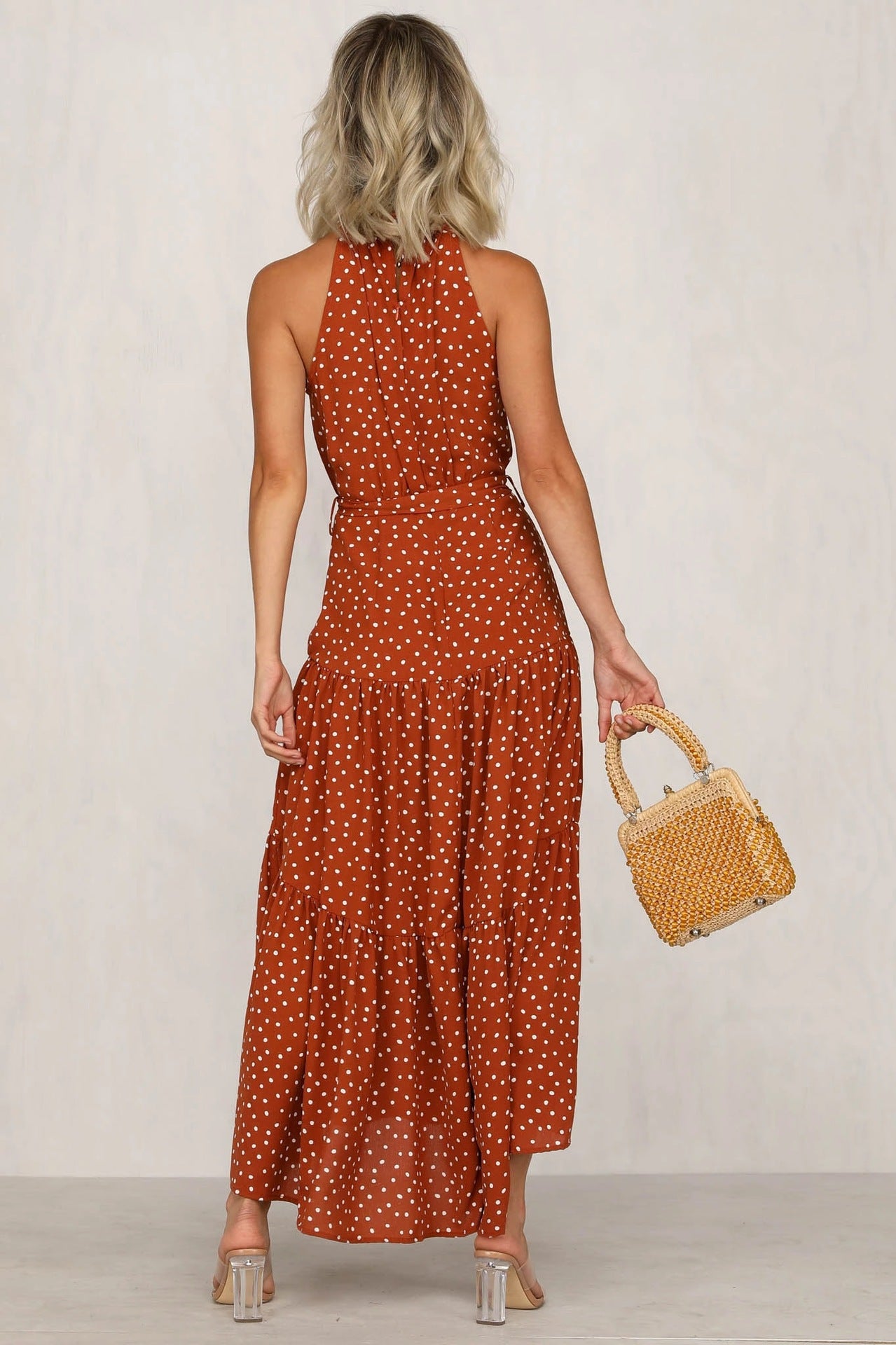 Polka Dot Ruffled Sleeveless Dress CD286