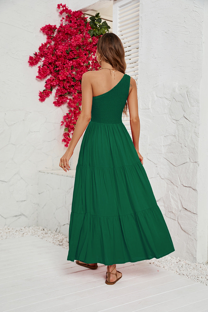 Women's Slim Slant Neck Swung Dress CD549