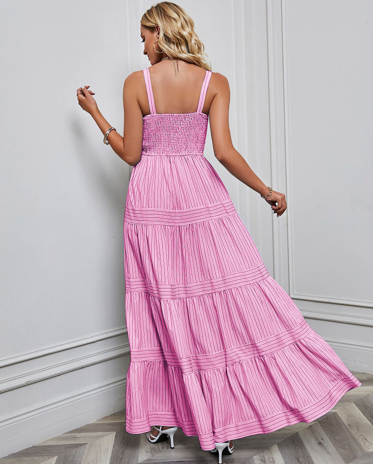 Women's Suspender Striped Holiday Dress CD527