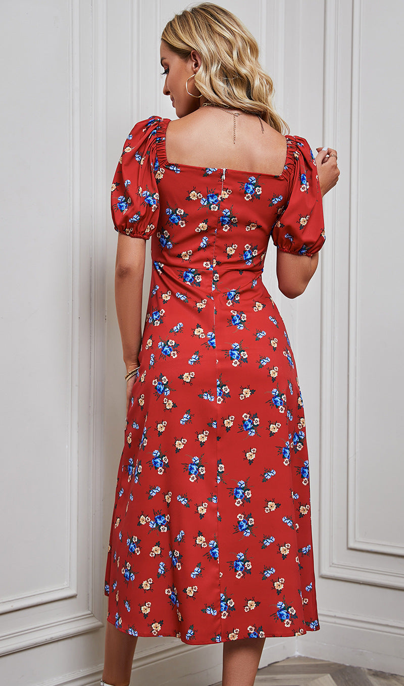 Women's Slim Split Floral Dress CD541
