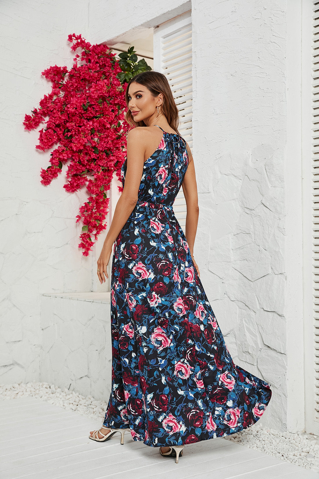 Women's Printed Strap Waist Dress CD579