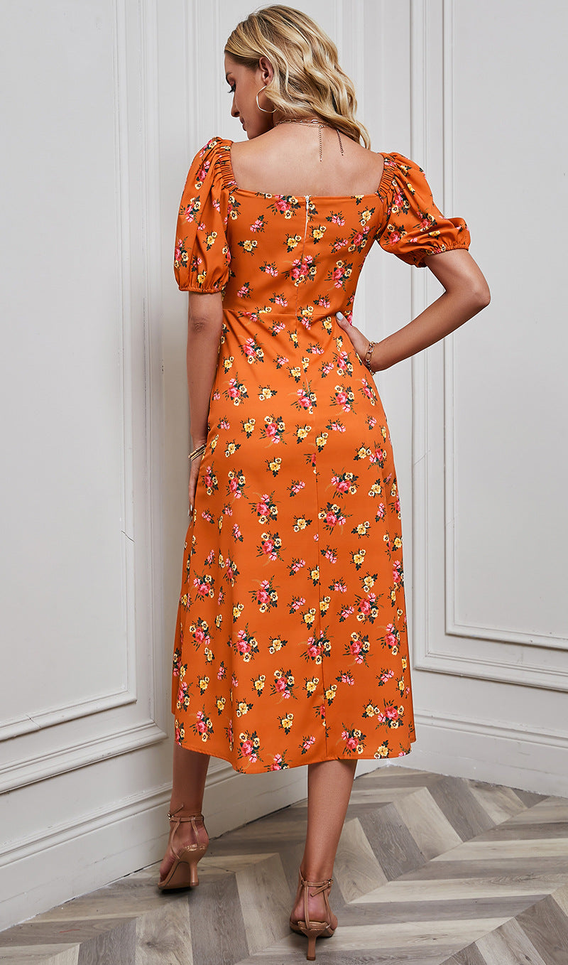 Women's Slim Split Floral Dress CD541