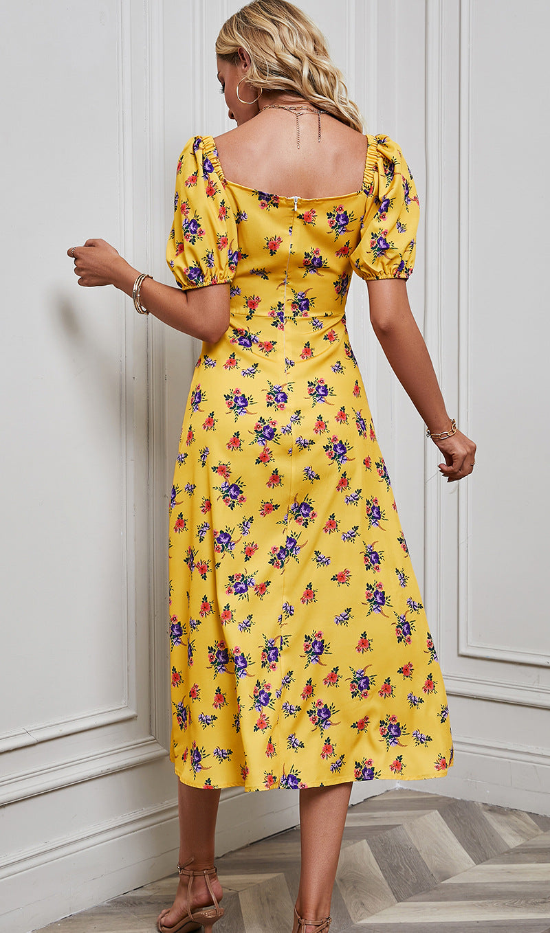 Women's Slim Split Floral Dress CD541