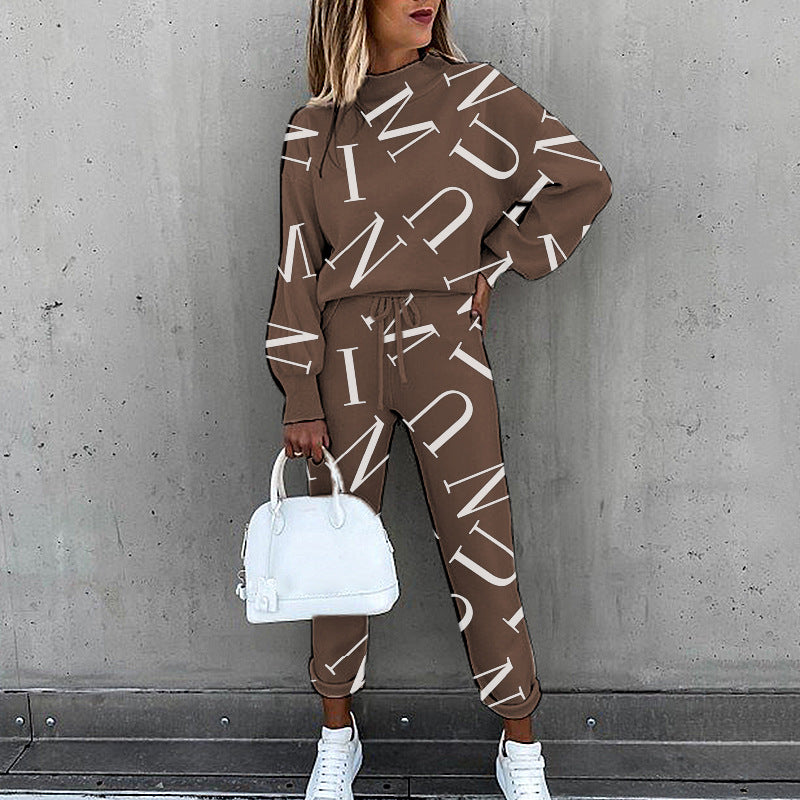 Tie Dye Print Turtleneck Long Sleeve Casual Set CD610