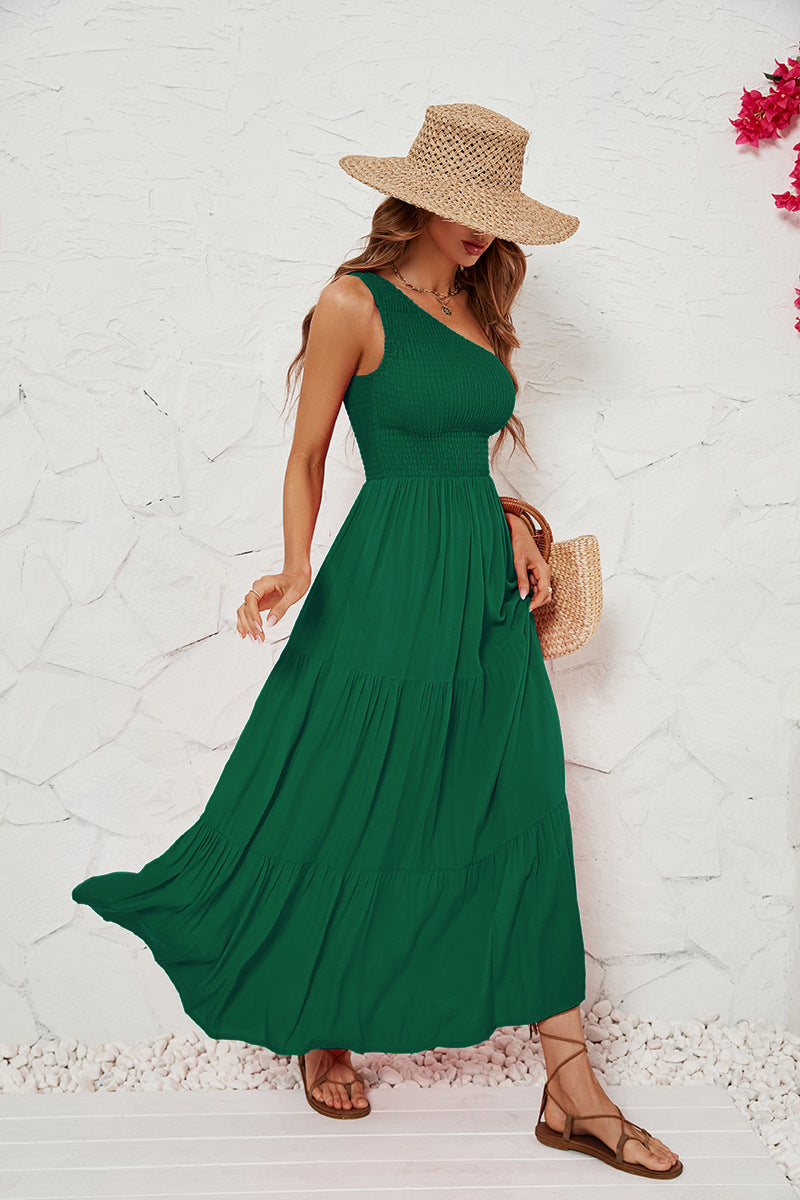 Women's Slim Slant Neck Swung Dress CD549