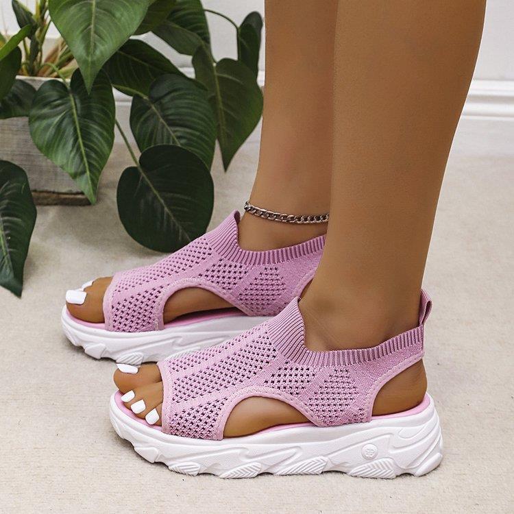 Women's Fish Mouth Thick Bottom Flyknit Casual Sandal CD509