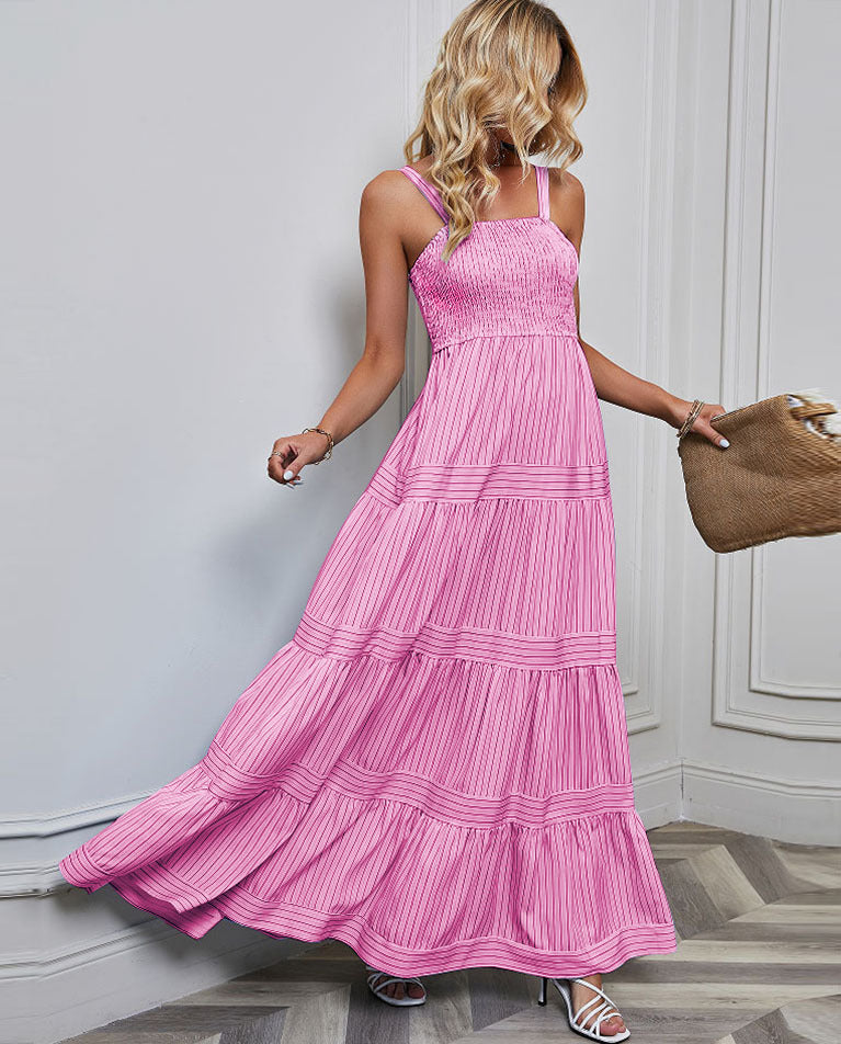 Women's Suspender Striped Holiday Dress CD527