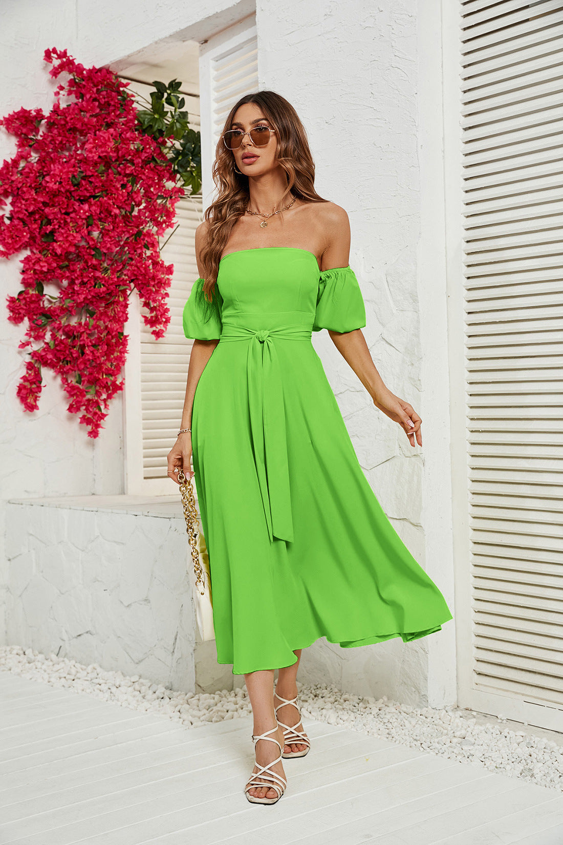 Women's Bust Lace Up Short Sleeve Dress CD583