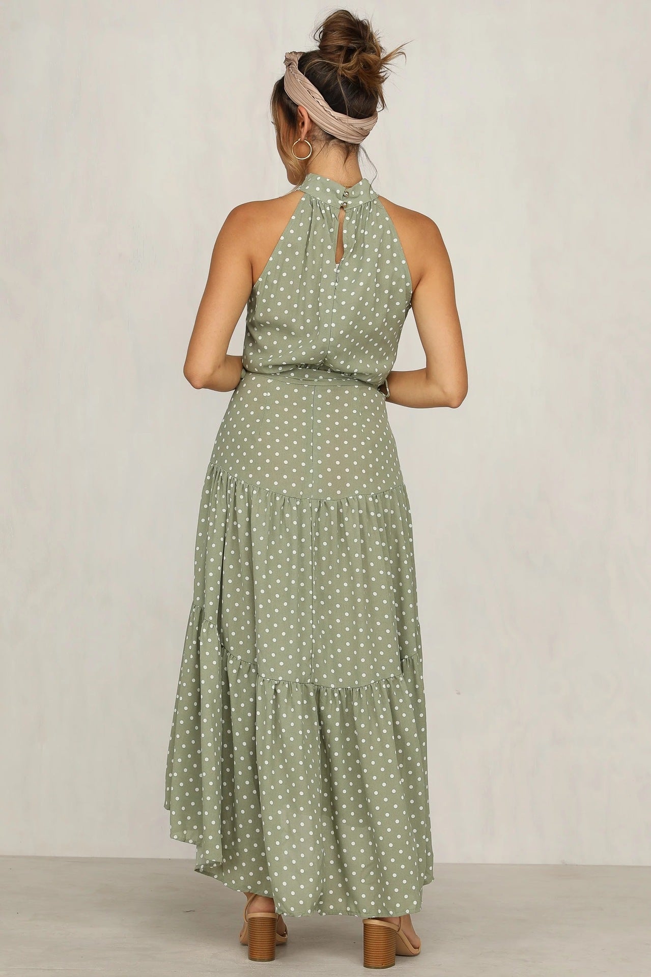 Polka Dot Ruffled Sleeveless Dress CD286