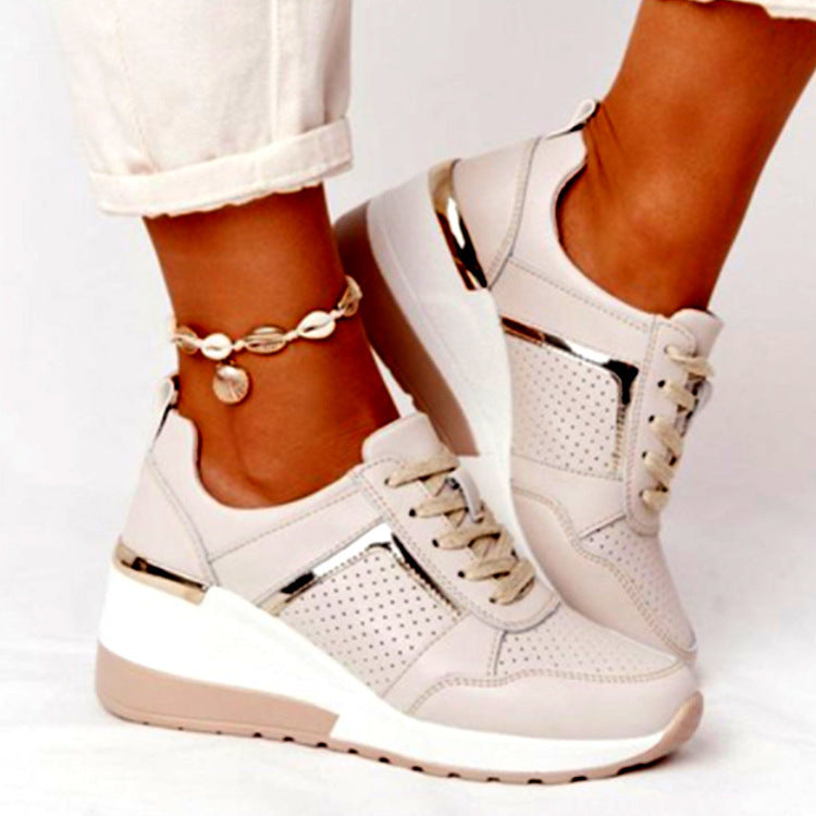 Women's Thick Sole Wedge Heel Strap Mesh Sneaker CD508