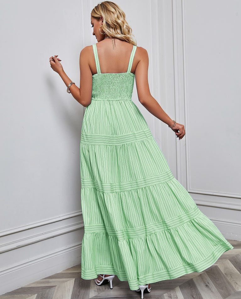 Women's Suspender Striped Holiday Dress CD527