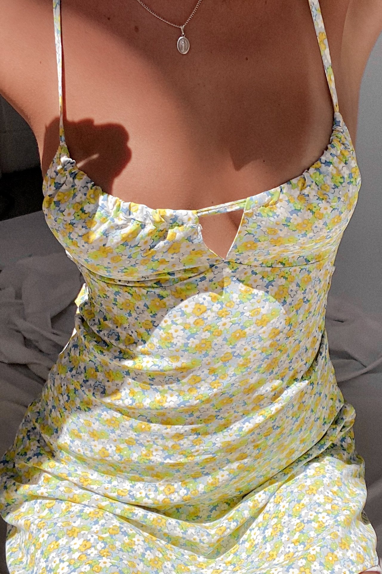 Sexy Floral Floral Print Strap V-neck Dress CD214