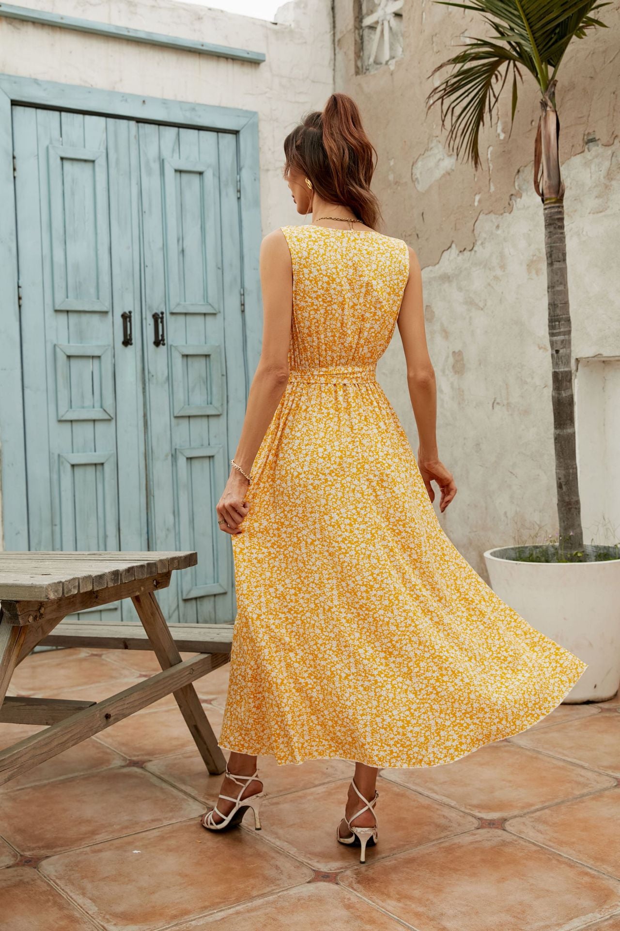 Women's V-neck Floral Print Dress CD513