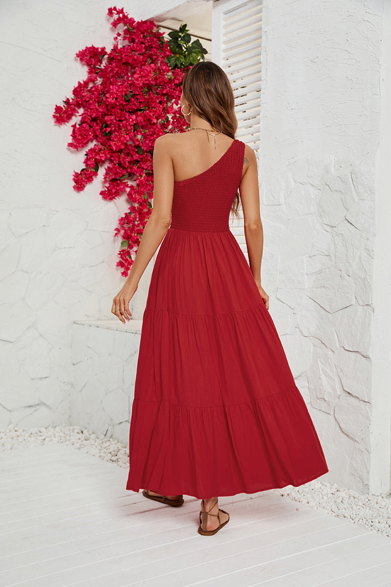 Women's Slim Slant Neck Swung Dress CD549