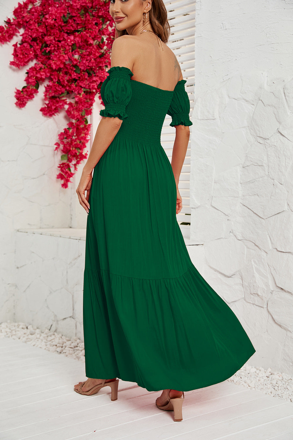 Women's Off Shoulder Short Sleeve Off Back Dress CD588